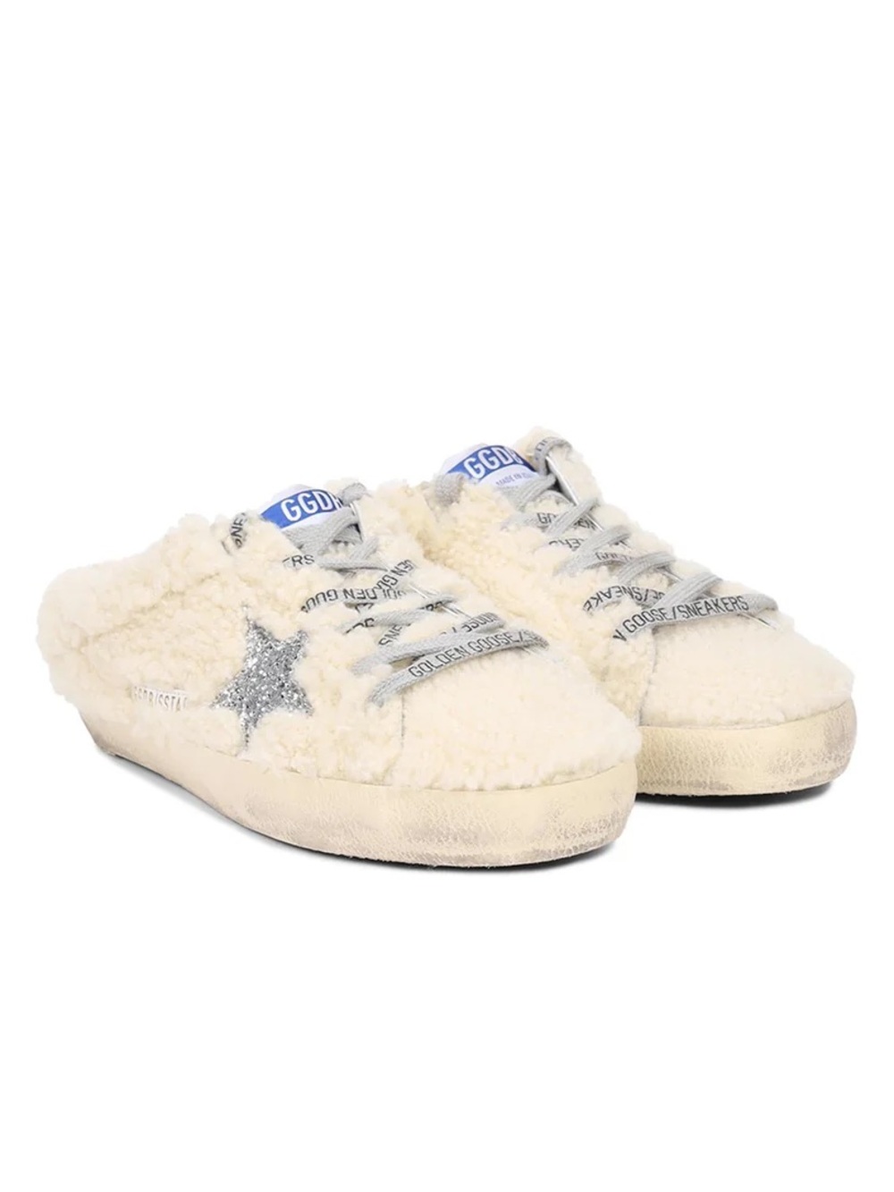 Golden Goose Shearling Super Star Sabot Upper Glitter Star Sneakers